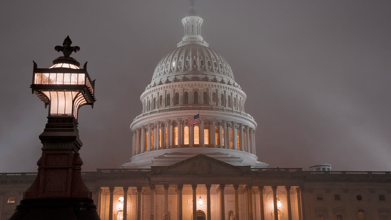 Photo of the U.S. Capitol in Washington is shrouded in mist