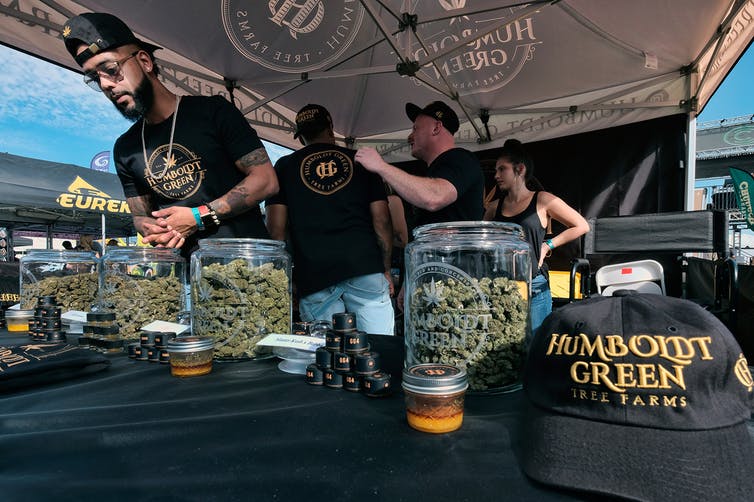 Photo of "Humboldt Green' cannabis in glass cannisters