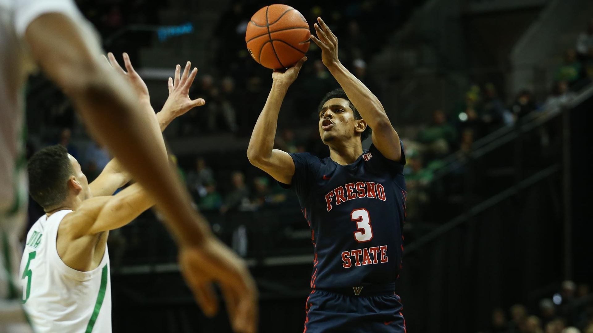 Photo of Fresno State's Jarred Hyder launching a shot
