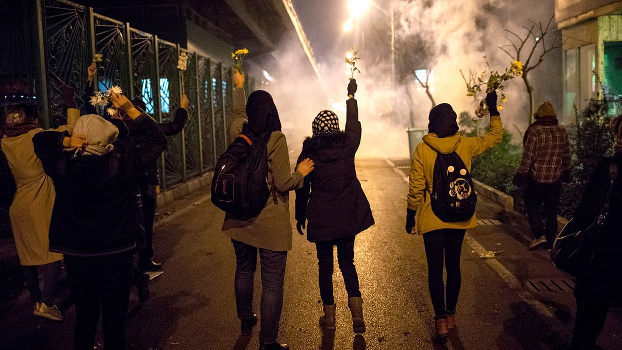 Photo of protestors in Tehran