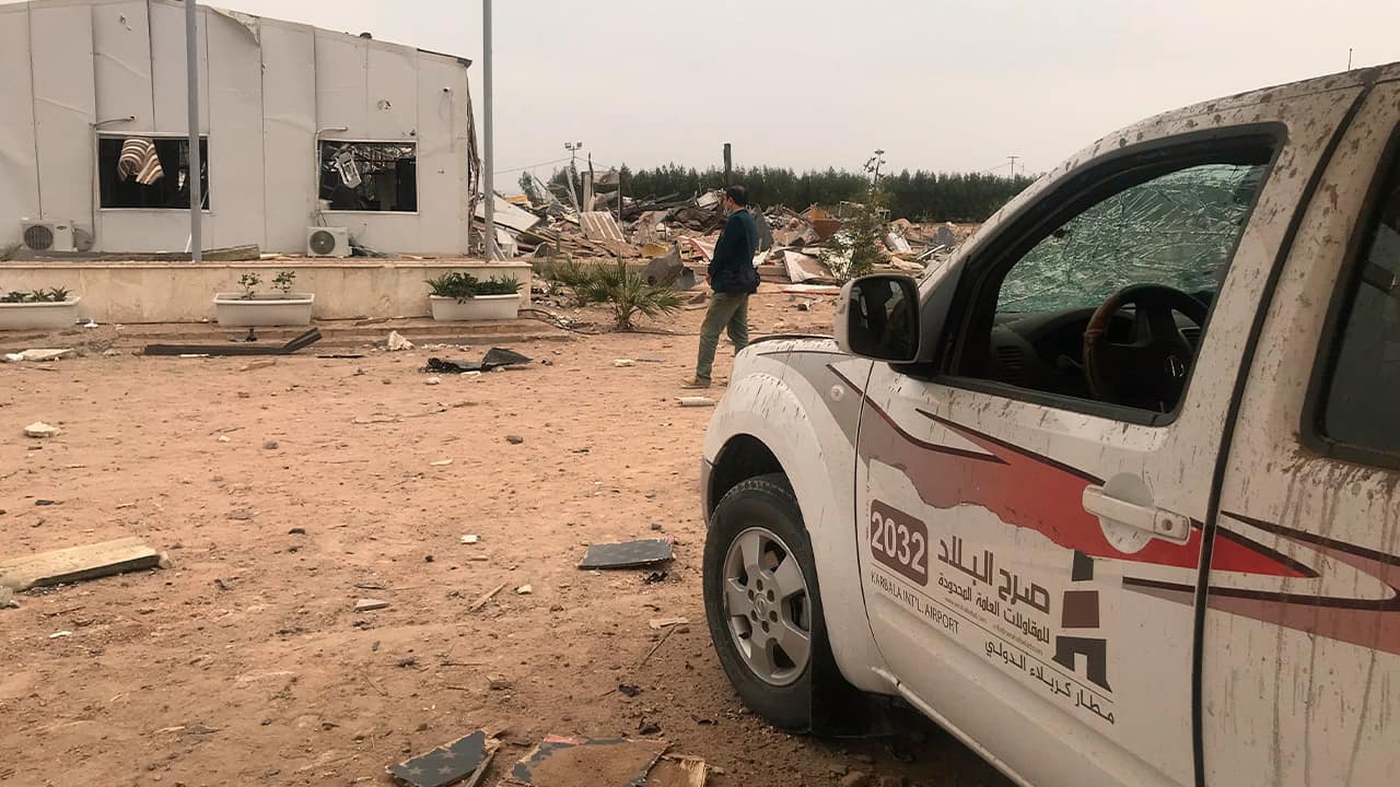 Photo of destroyed buildings in Karbala, Iraq