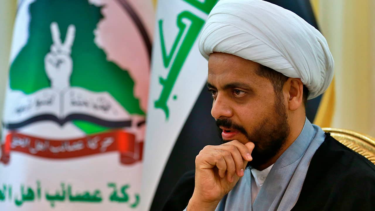 Photo of Qais al-Khazali, the leader of the militant Shiite group Asaib Ahl al-Haq