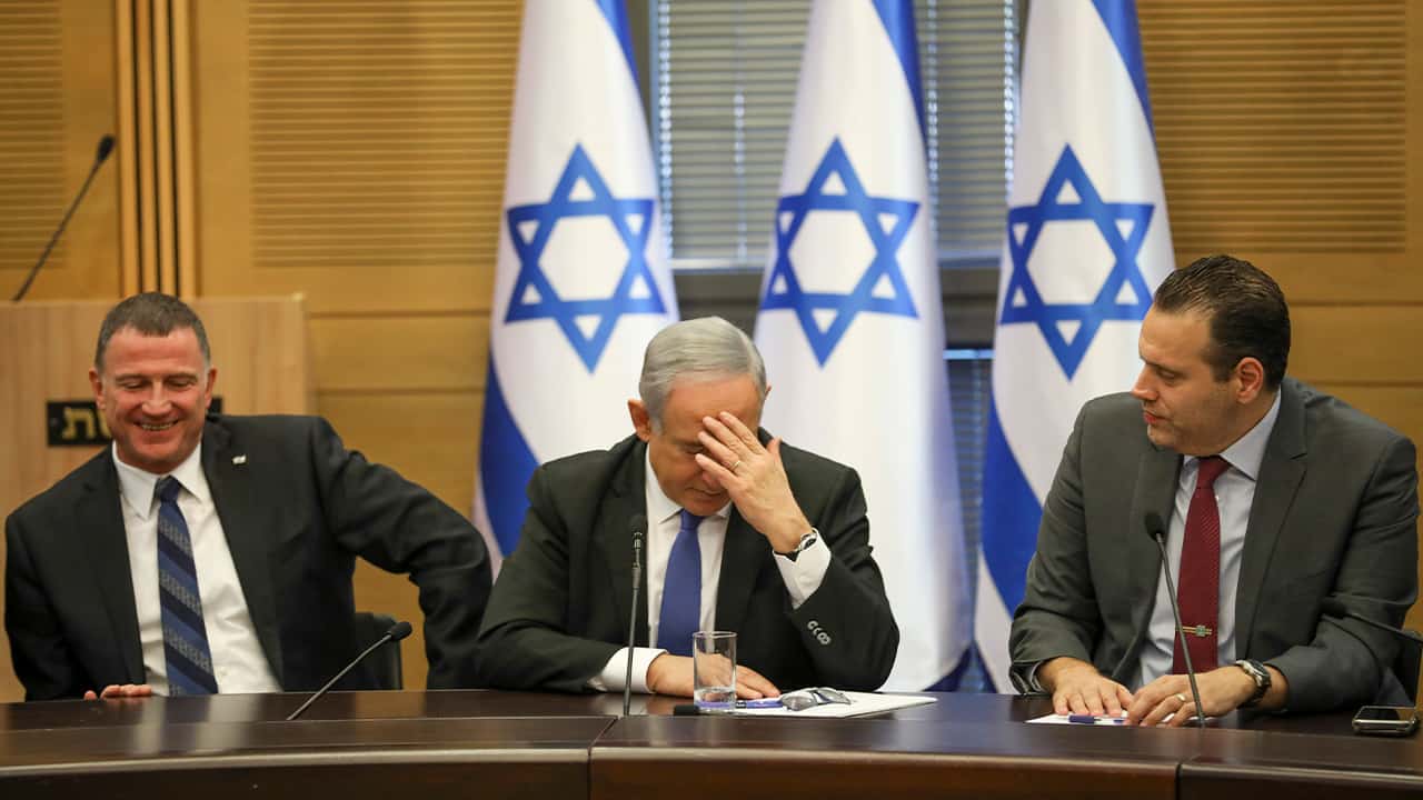 Photo of Israeli Prime Minister Benjamin Netanyahu attending a faction meeting