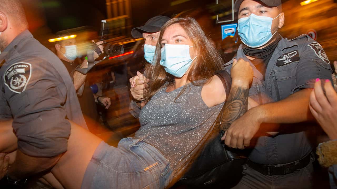 Photo of a protester in Israel