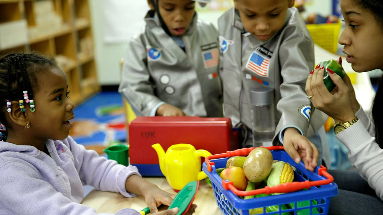 Photo of children with their teacher