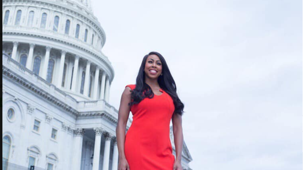 Composite photo of Maryland congressional candidate Kim Klacik and the U.S. Capitol