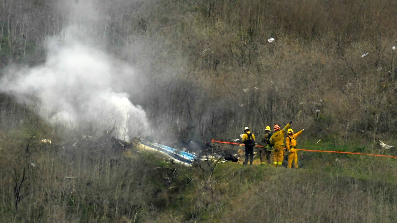 Photo of the scene of a helicopter crash where former NBA star Kobe Bryant died