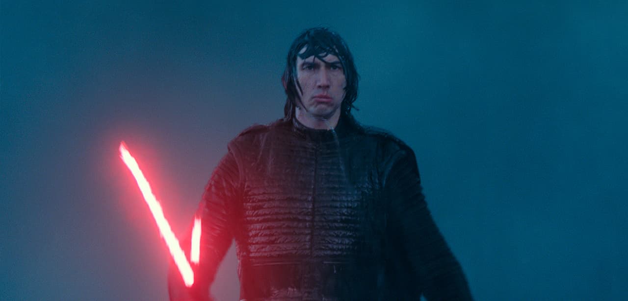 Photo of Adam Driver as Kylo Ren in a scene from "Star Wars: The Rise of Skywalker"