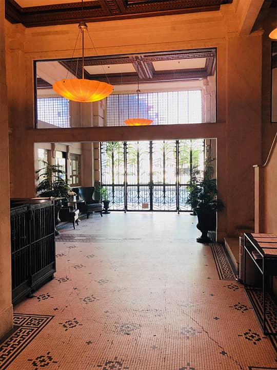 Photo of the lobby of a Los Angeles condo building