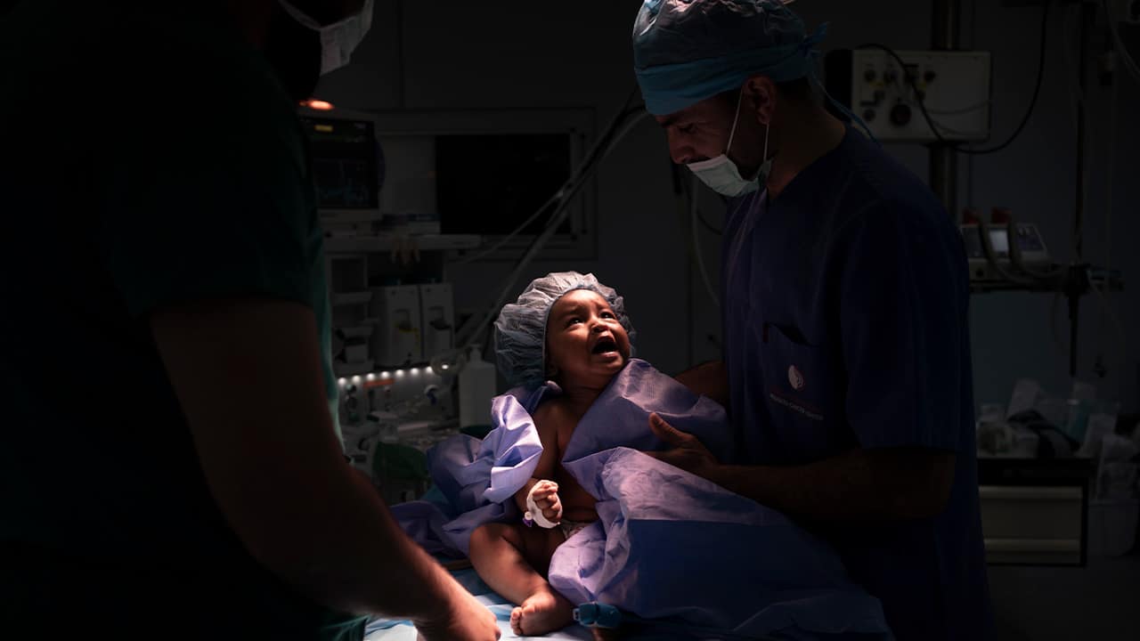 Photo of Yazan bring prepared for heart surgery at the Tajoura National Heart Center in Tripoli, Libya