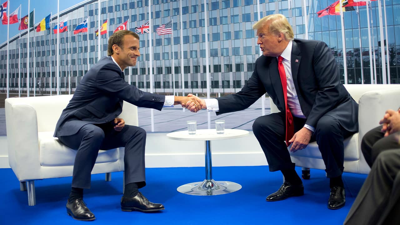 Photo of French President Emmanuel Macron and President Donald Trump 