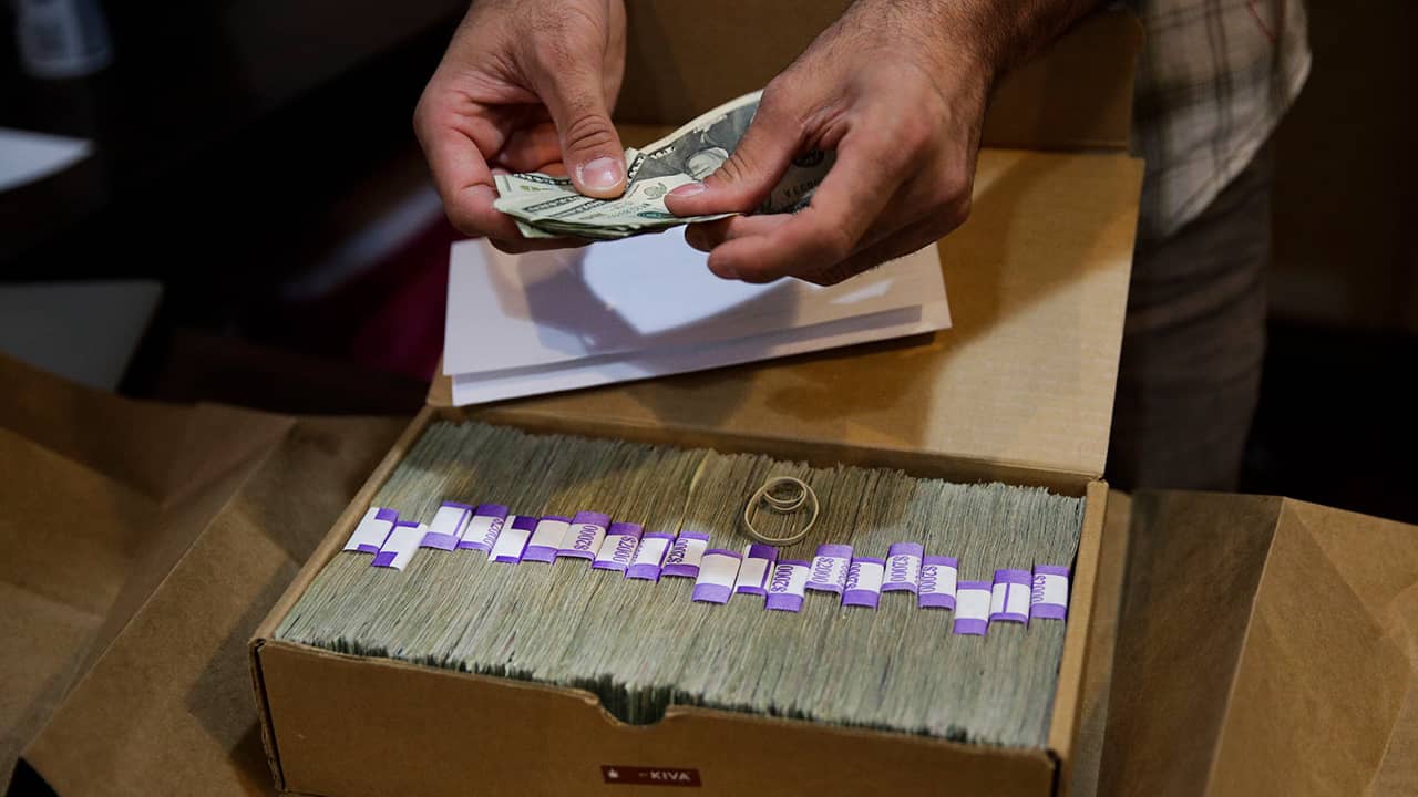 Photo of money from medical marijuana dispensary