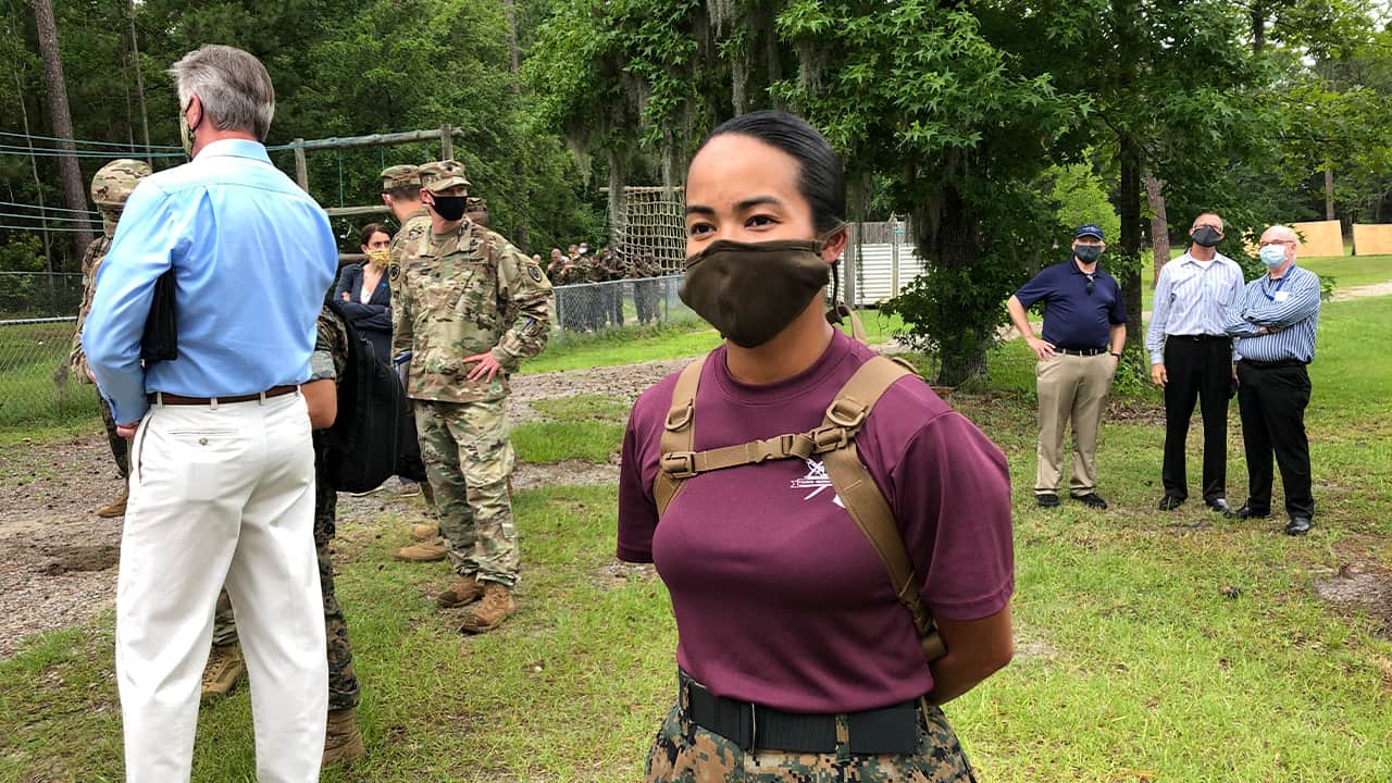 Photo of a Marine wearing a face mask