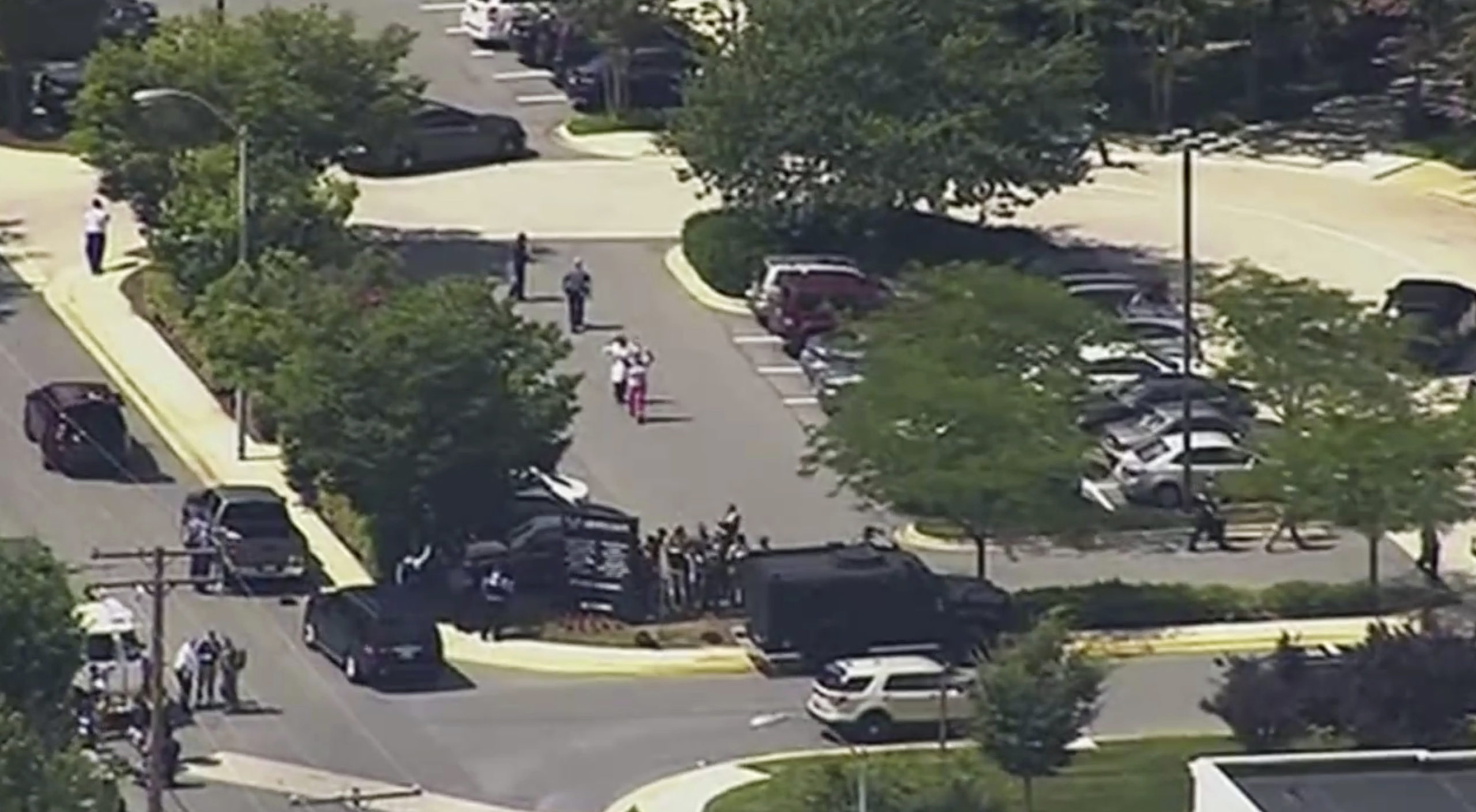 Screen grab of video showing scene at Annapolis, Maryland, newspaper shooting
