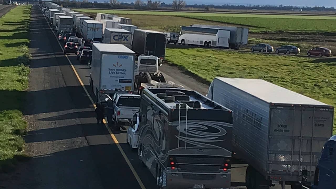 Photo of a 7-mile back up on the South bound Interstate 5
