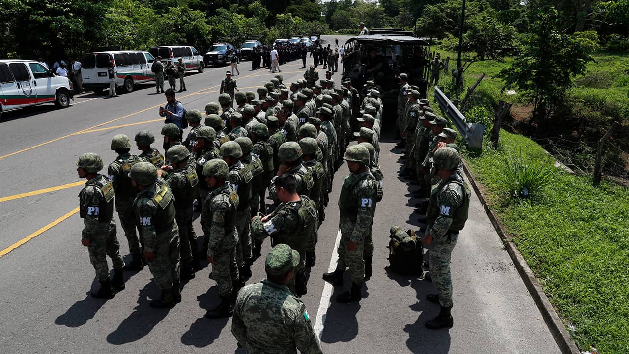 Photo of Military Police forming on the highway in Mexico 