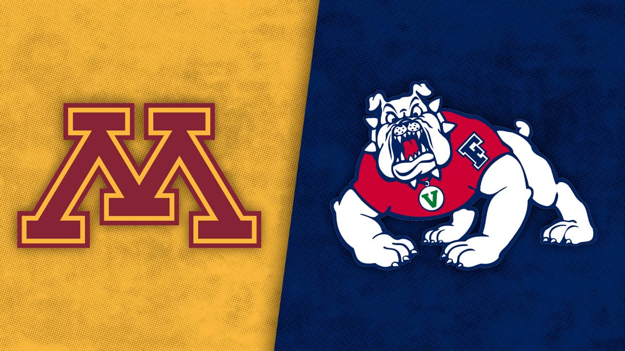 Logos of Minnesota and Fresno State athletics teams