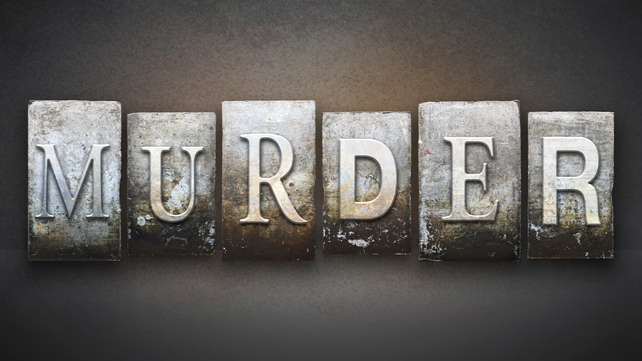 Photo illustration of the word "murder"