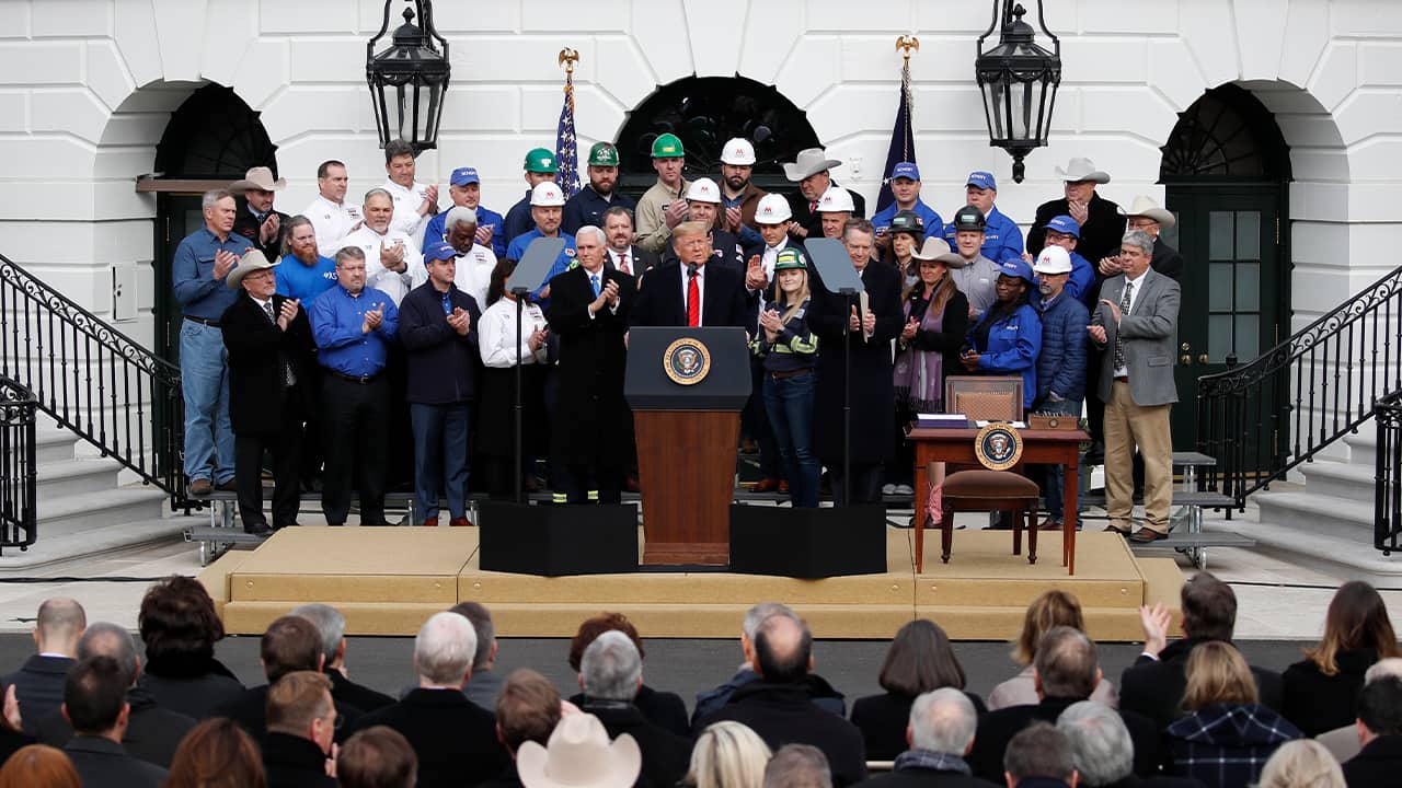 Photo of President Donald Trump speaking 