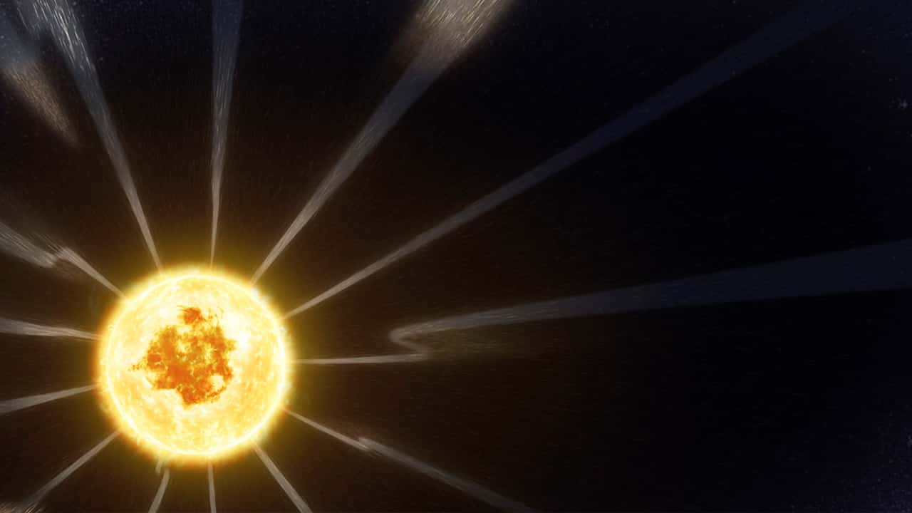 Photo of flips in the direction of the magnetic field embedded in the solar wind