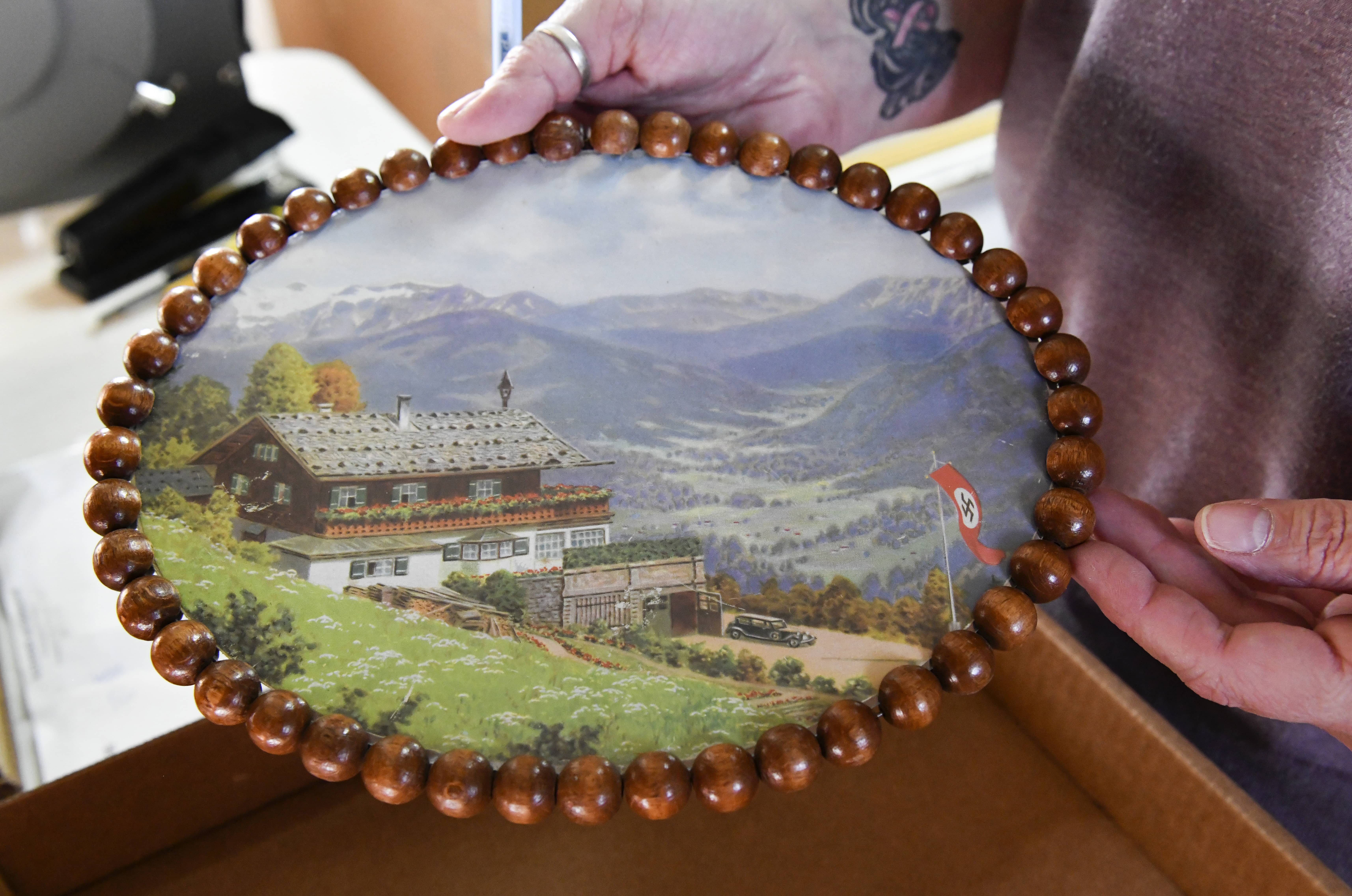 Photo of a souvenir print depicting the Berghof, Adolf Hitler's mountain retreat