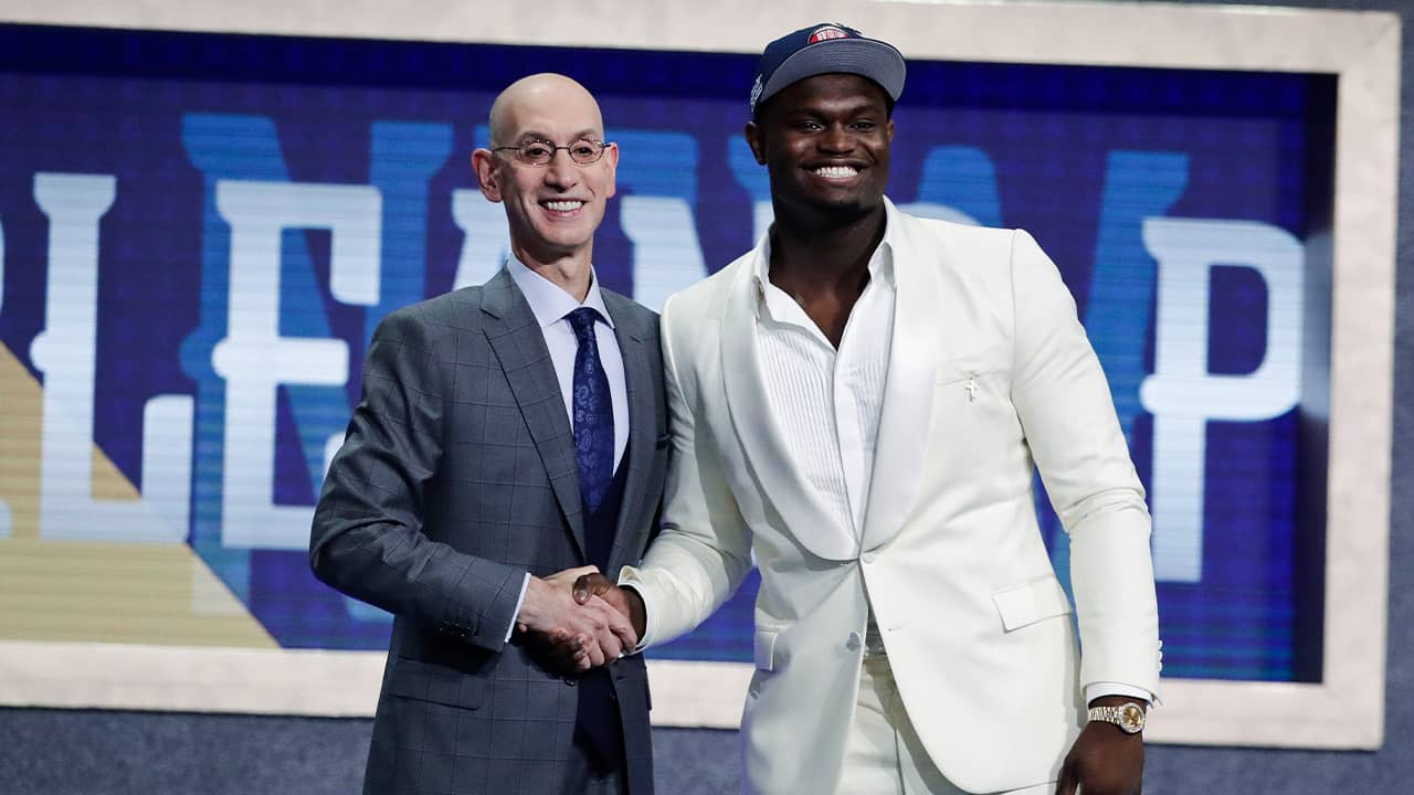 Photo of Zion Williamson and Adam Silver
