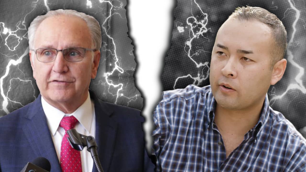 Composite of Fresno Mayor Lee Brand and challenger Andrew Janz