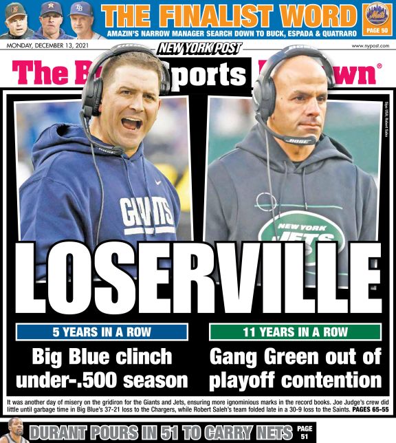 NY Post Back Cover Giants/Jets