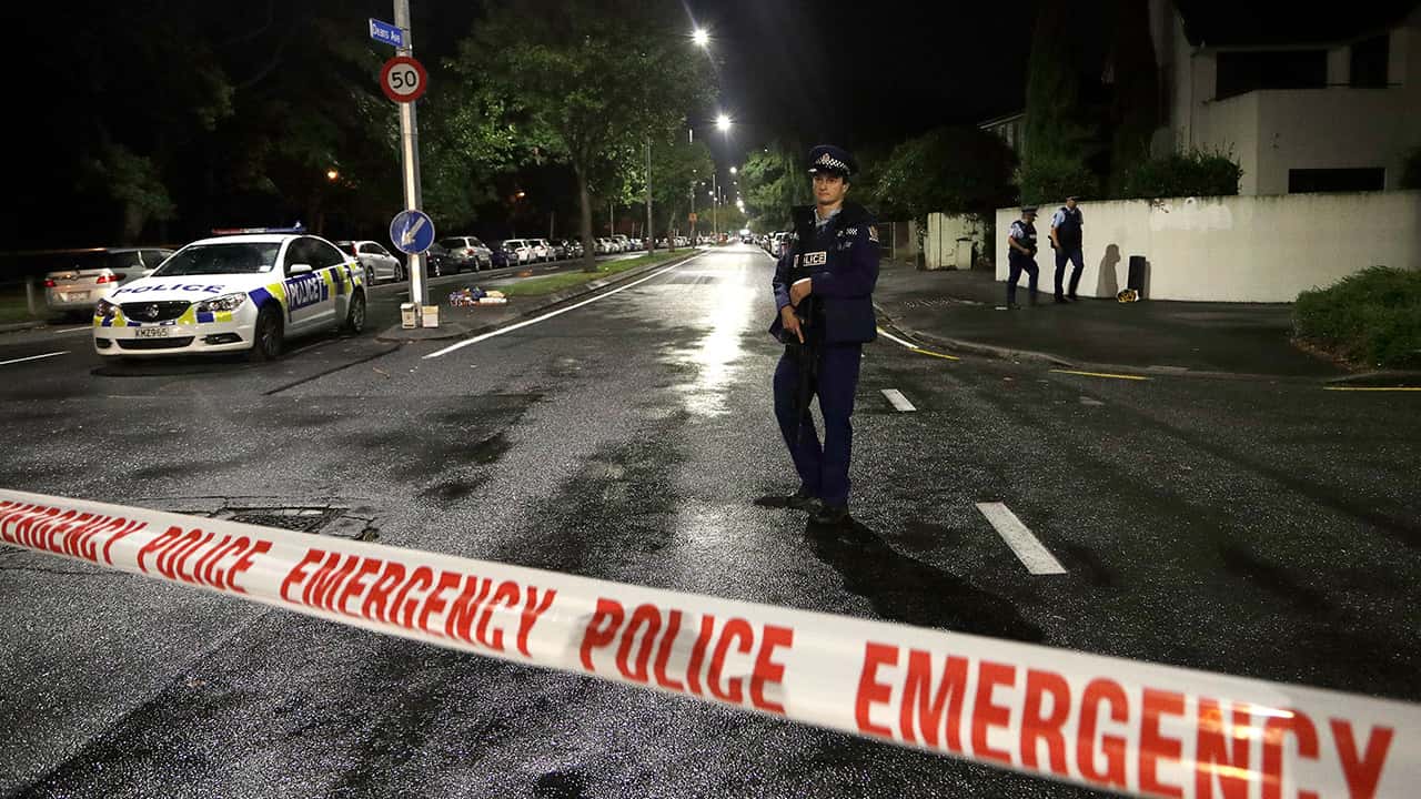 Photo of police officer paroling near the mosque