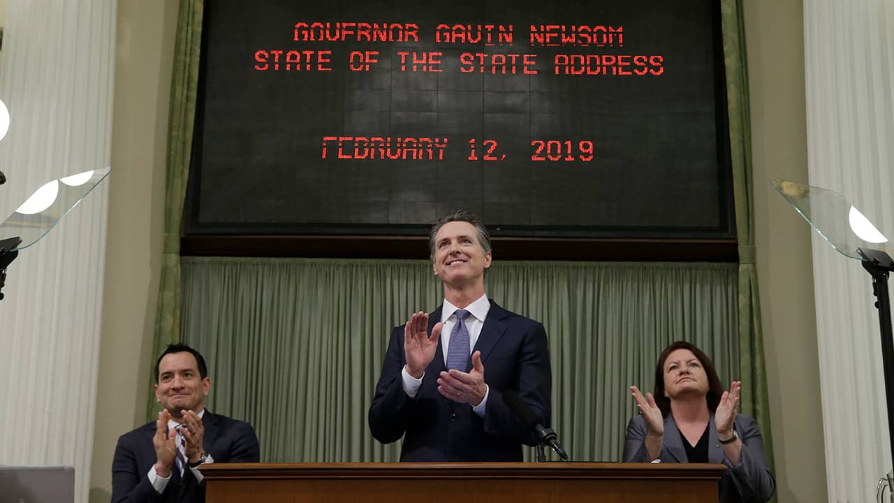 Gavin Newsom at his State of the State address