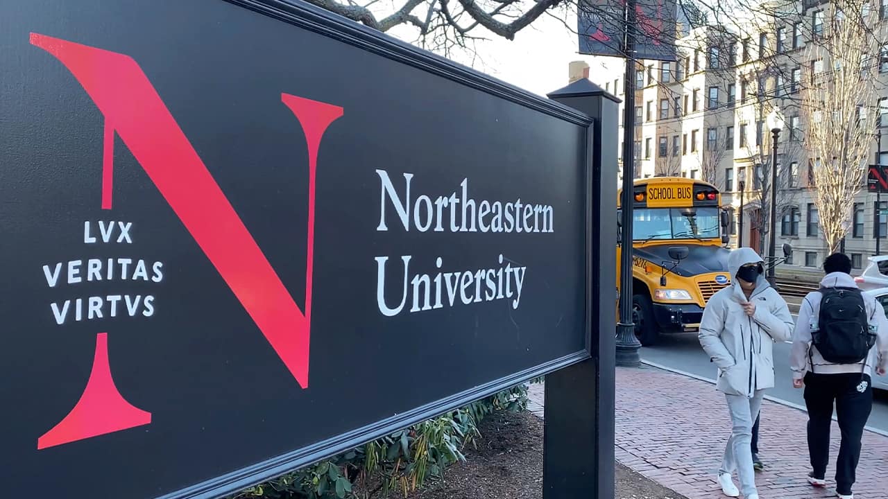 Photo of a sign at Northeastern University in Boston 