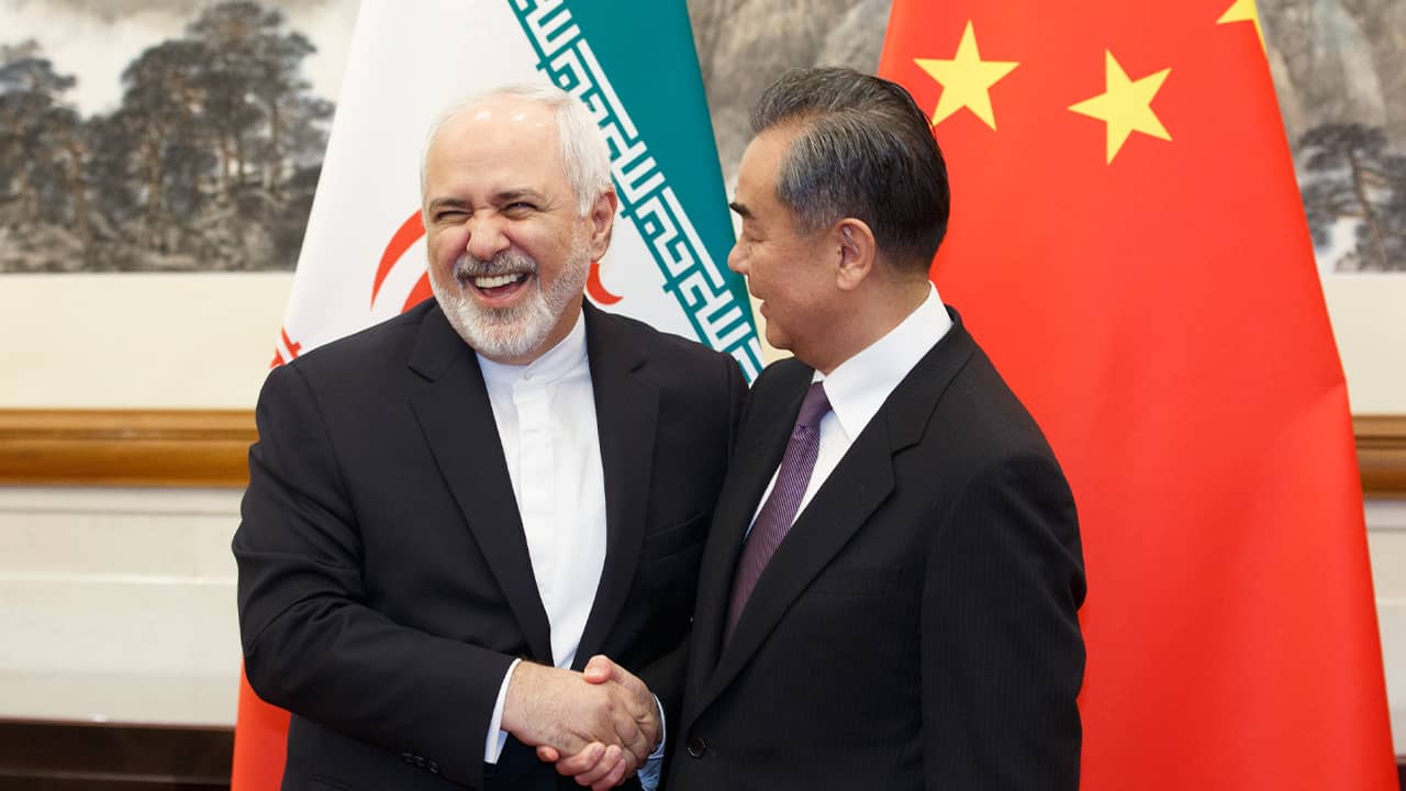 Photo of Chinese Foreign Minister Wang Yi meeting Iranian Foreign Minister Mohammad Javad Zarif
