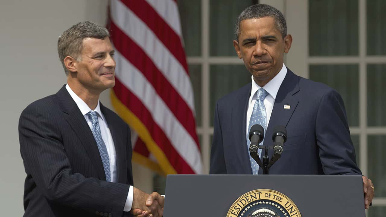 Photo of Alan Krueger and Barack Obama