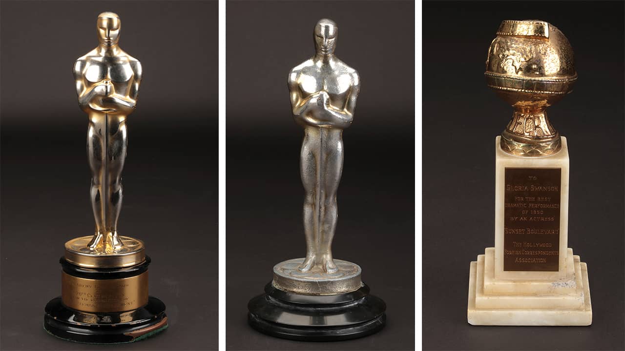 Photo of Oscar awards that are up for sale at auction