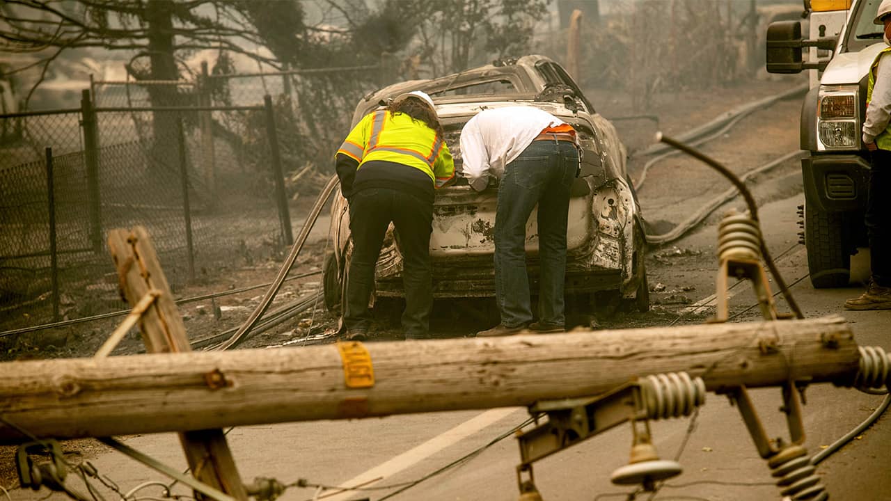 Photo of a downed utility pole