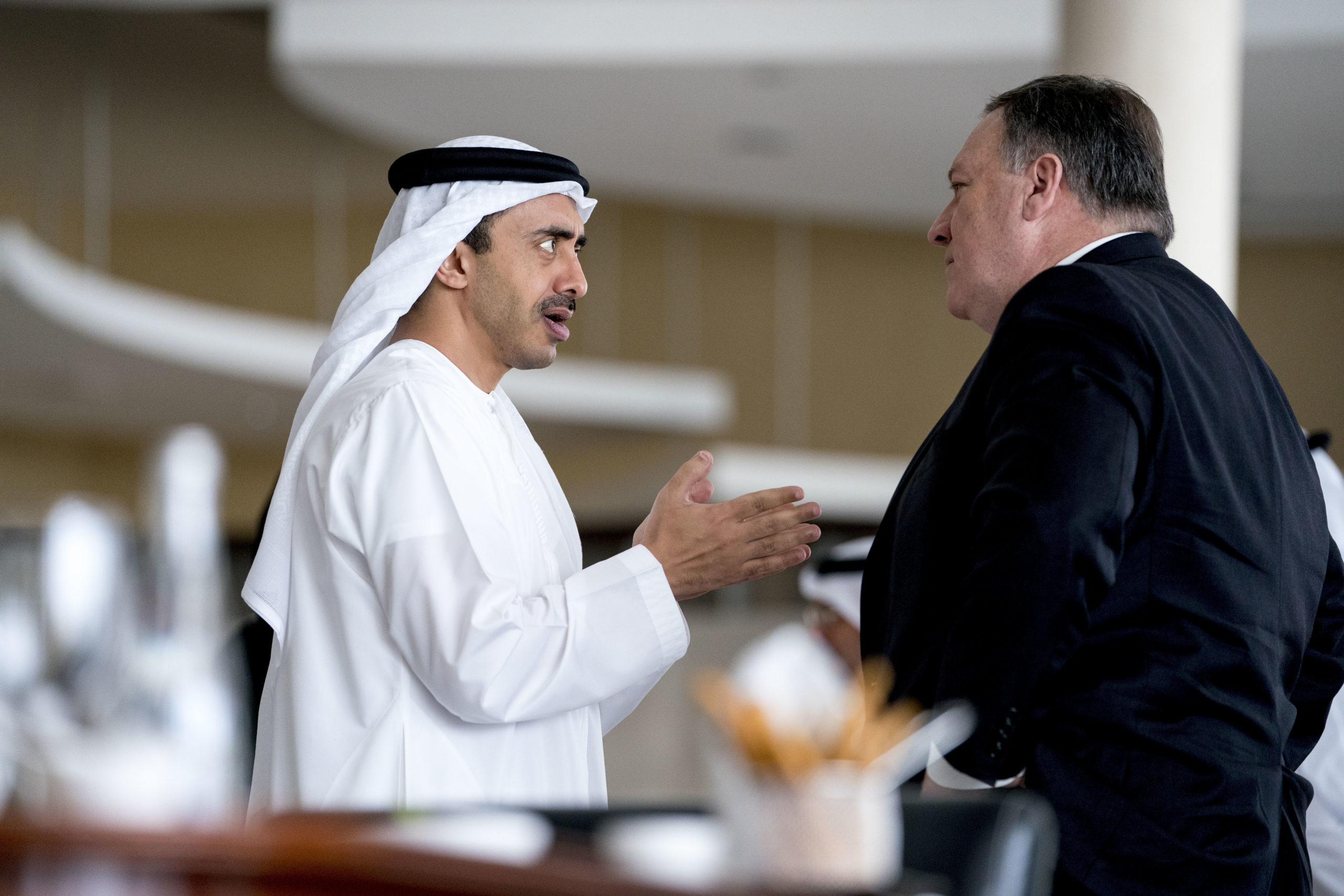 Photo of Mike Pompeo and Sheikh Abdullah bin Zayed Al Nahyan,