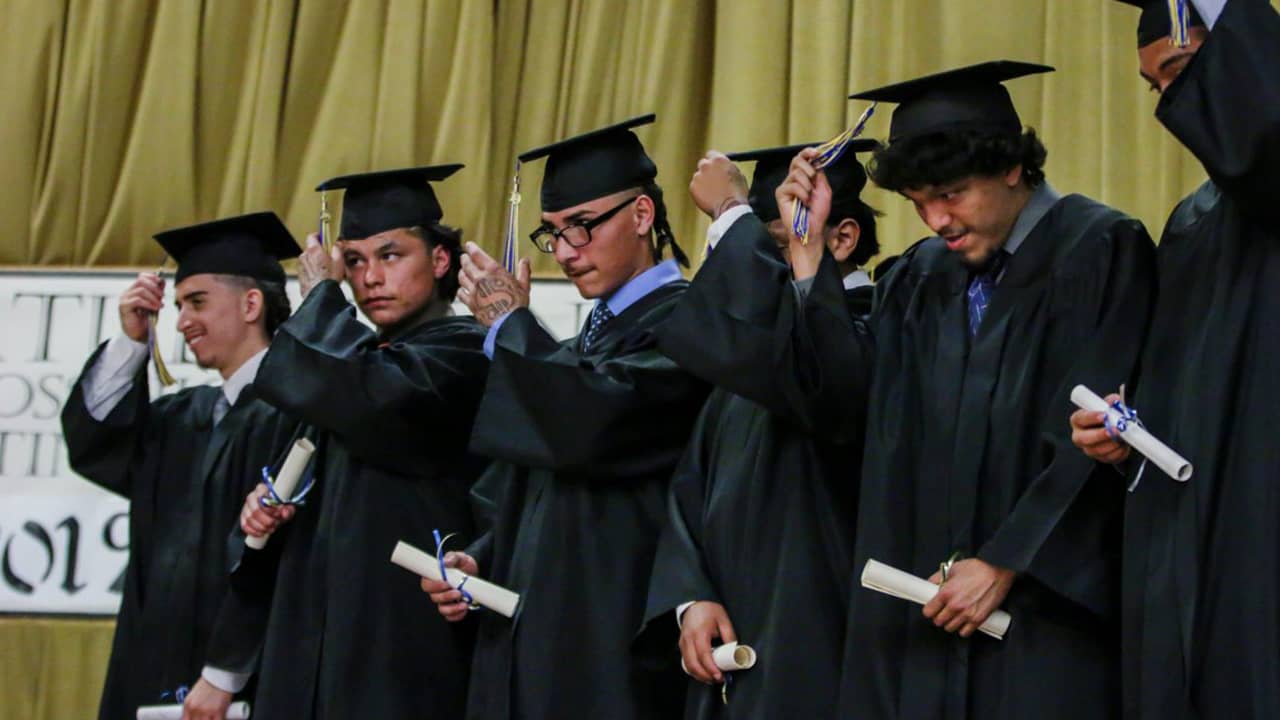 Photo of high school students graduating