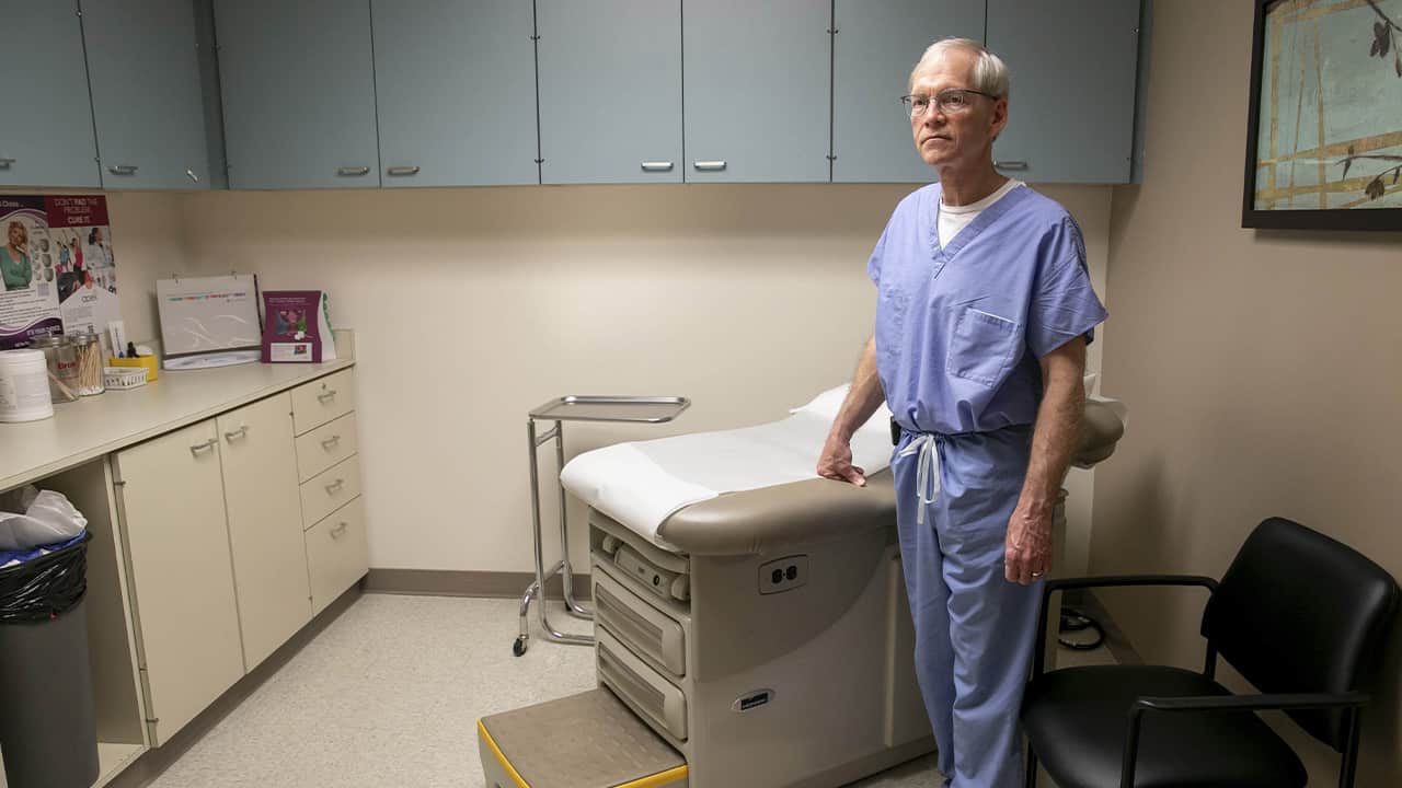 Photo of Dr. George Scott in one of several examination rooms in his Manteca clinic