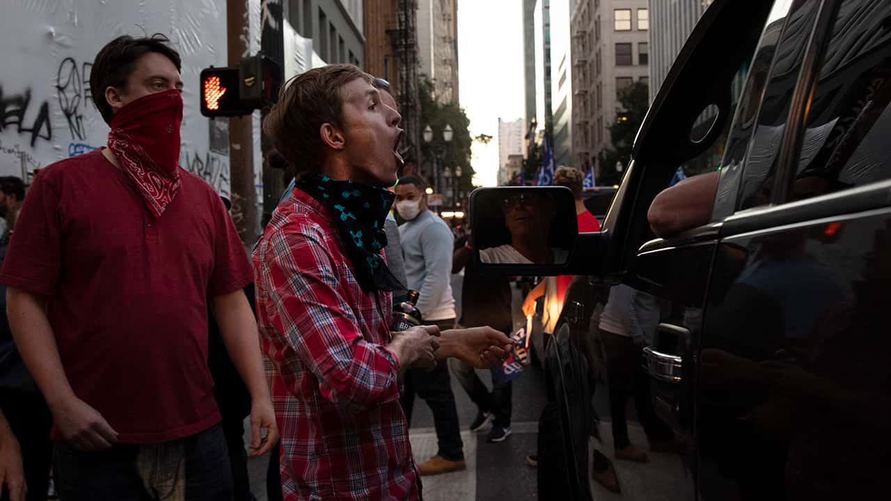 Photo of protesters in Portland