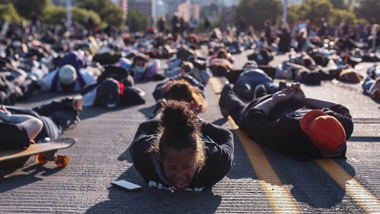 Photo of protesters in Portland