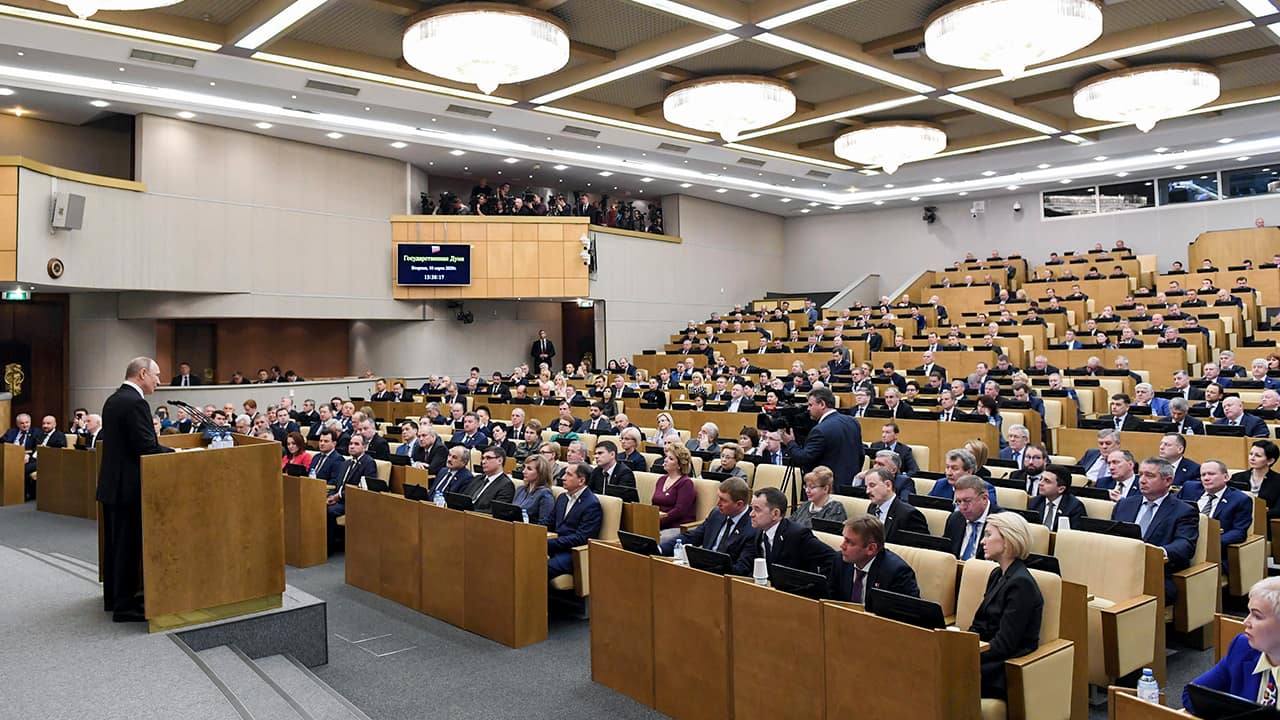 Photo of Russian President Vladimir Putin speaking 