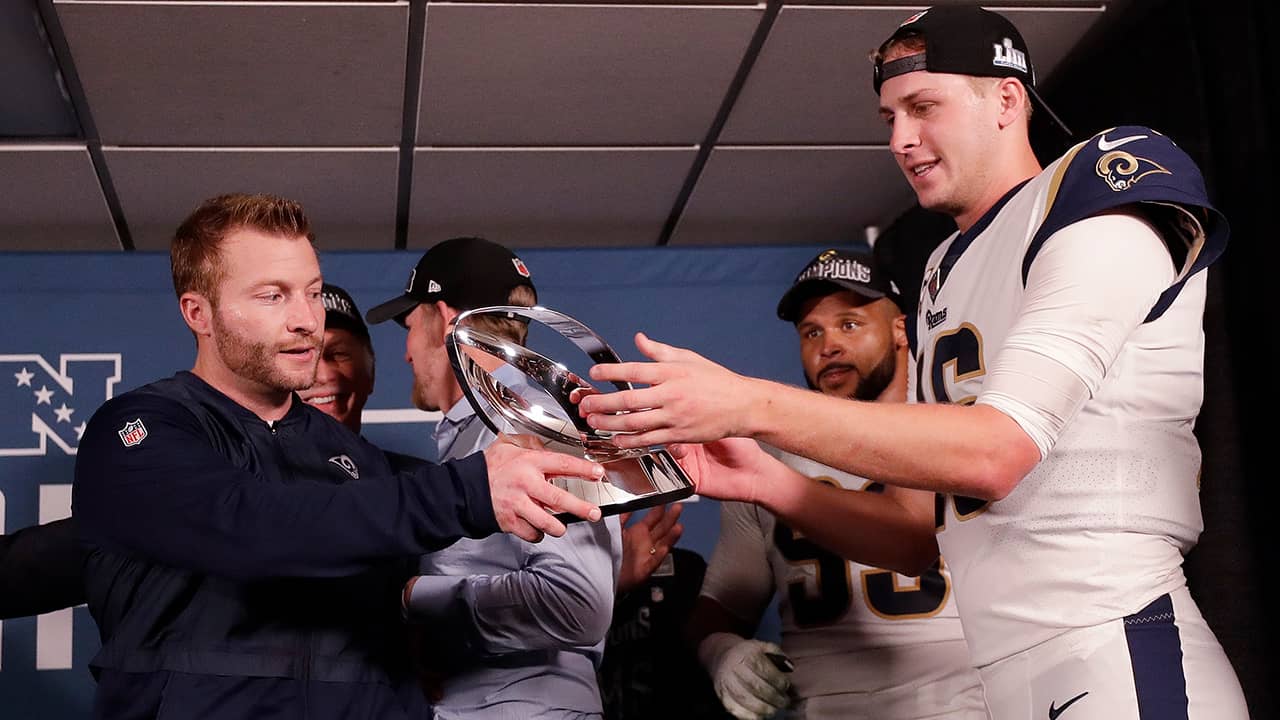Photo of Los Angeles Rams head coach Sean McVay and Los Angeles Rams quarterback Jared Goff