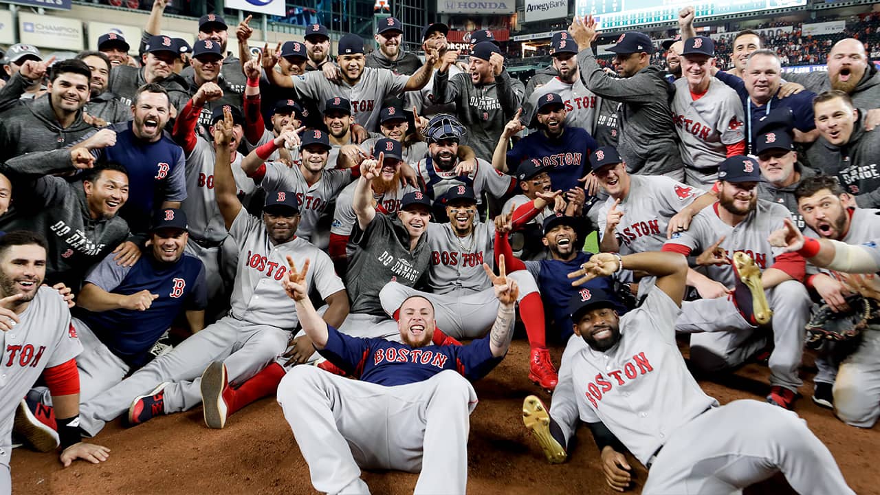 Photo of the Boston Red Sox after winning the ALCS