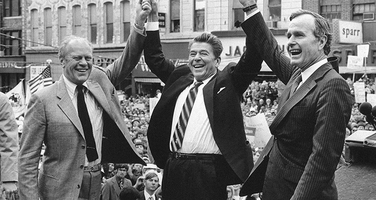 Photo of Gerald Ford, Ronald Regan and George H.W. Bush 