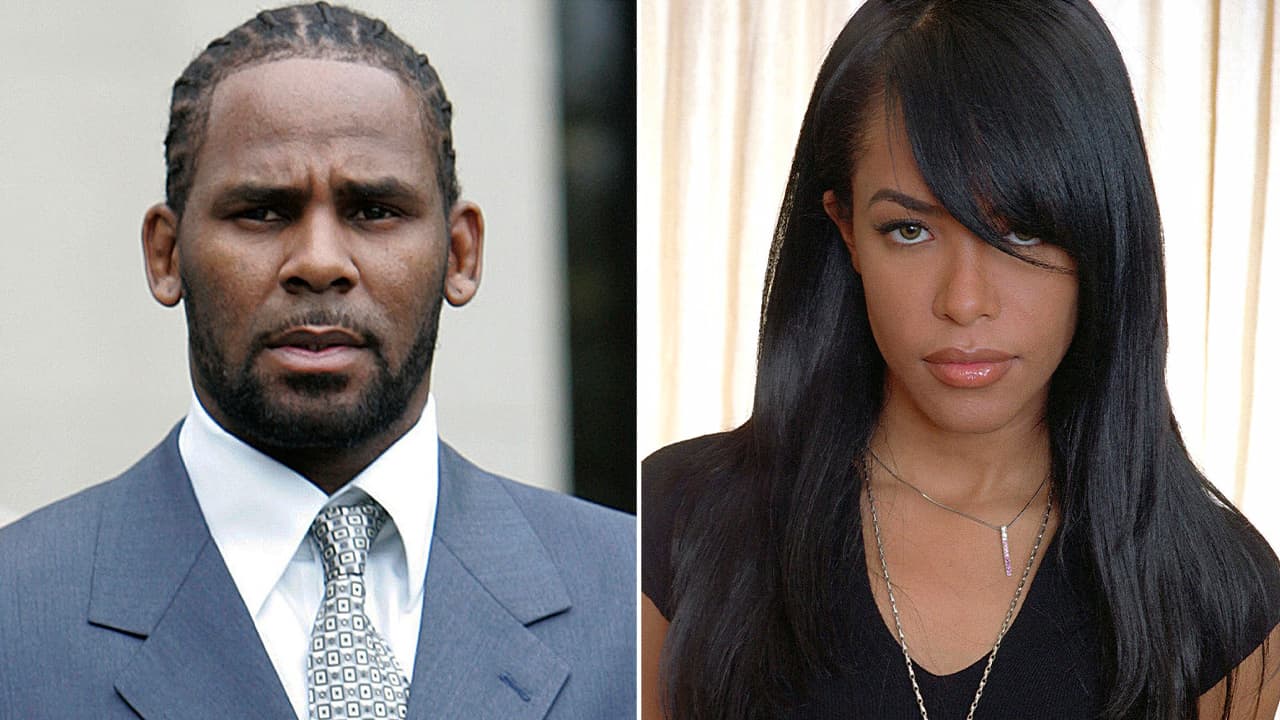 Photo combination of R. Kelly and Aaliyah