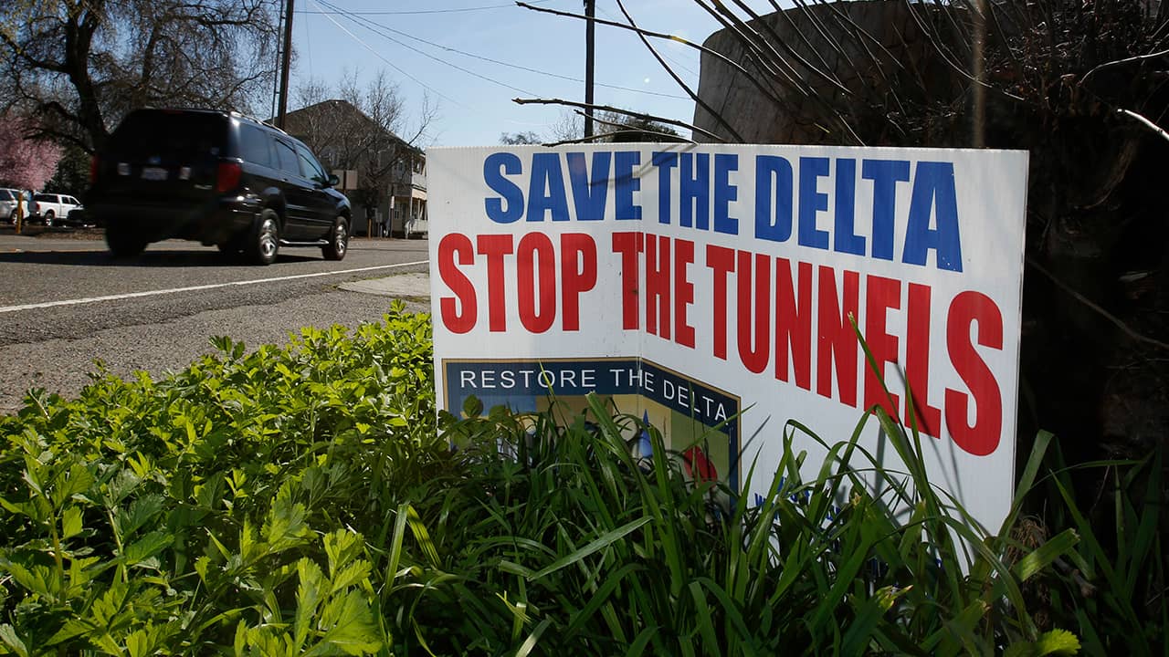 Photo of a sign that says "Save the Delta"