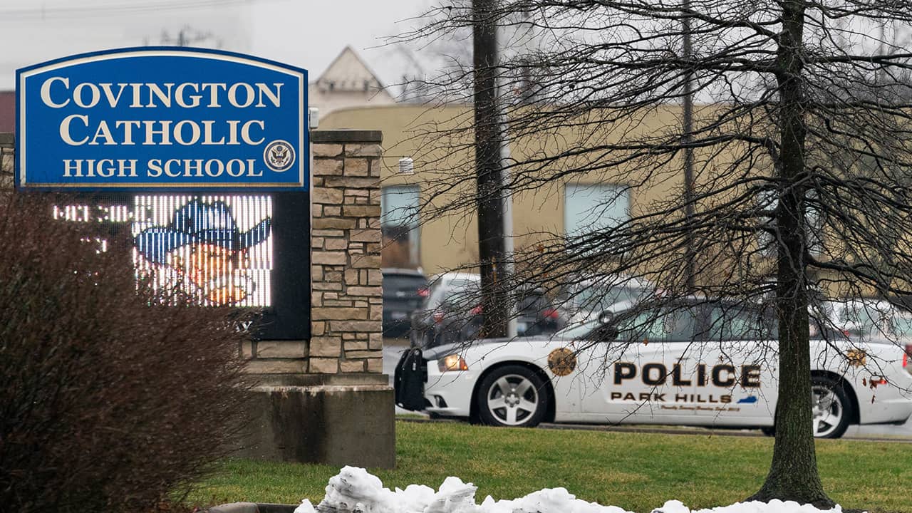 Photo of the entrance to Covington Catholic High School in Park Hills, Ky.