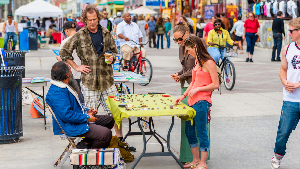 Photo of sidewalk vendors in Santa Monica, Calif.