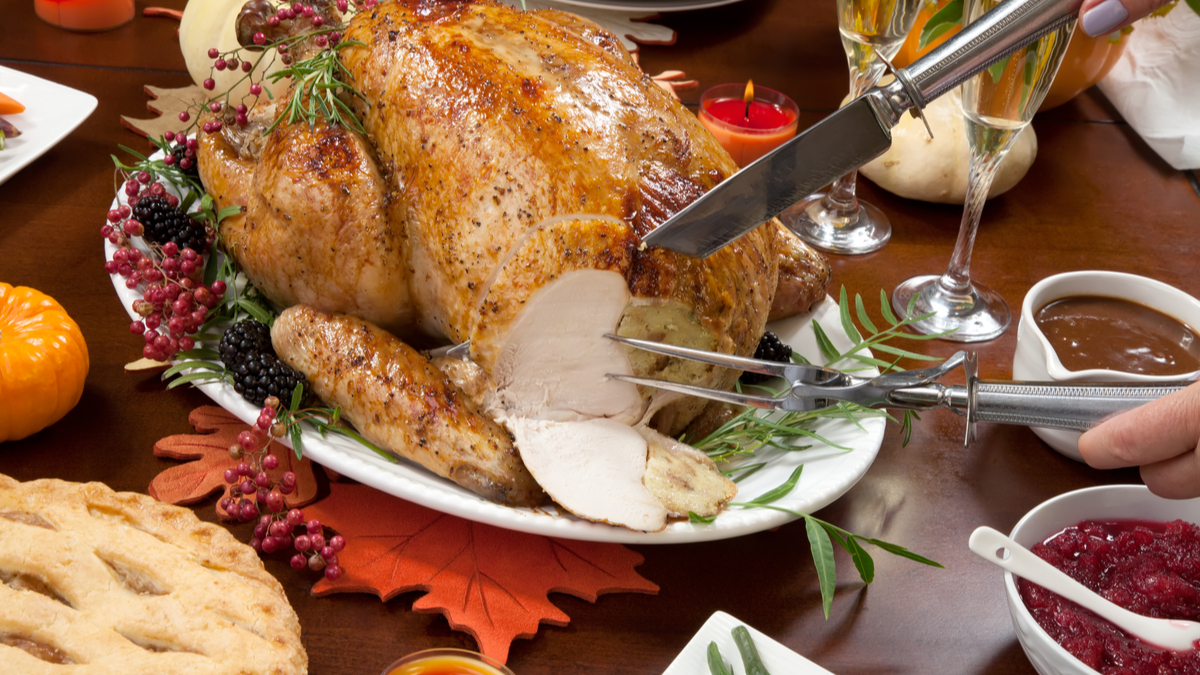 Photo of turkey and other Thanksgiving goodies