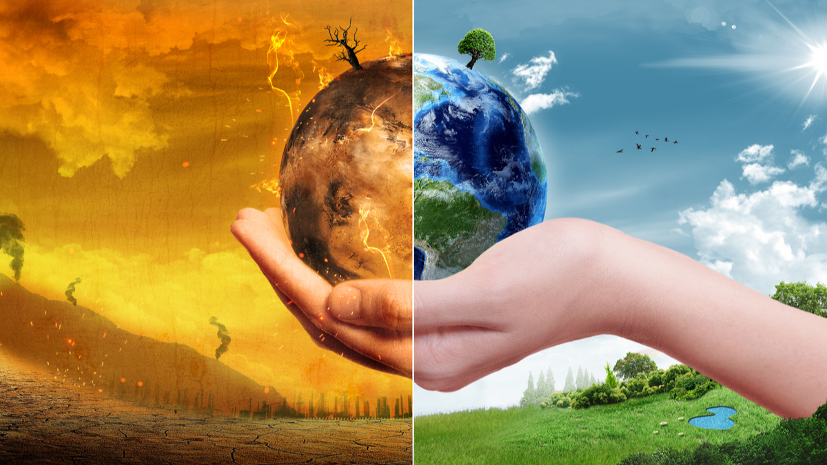 Photo illustration depicting impacts of climate change